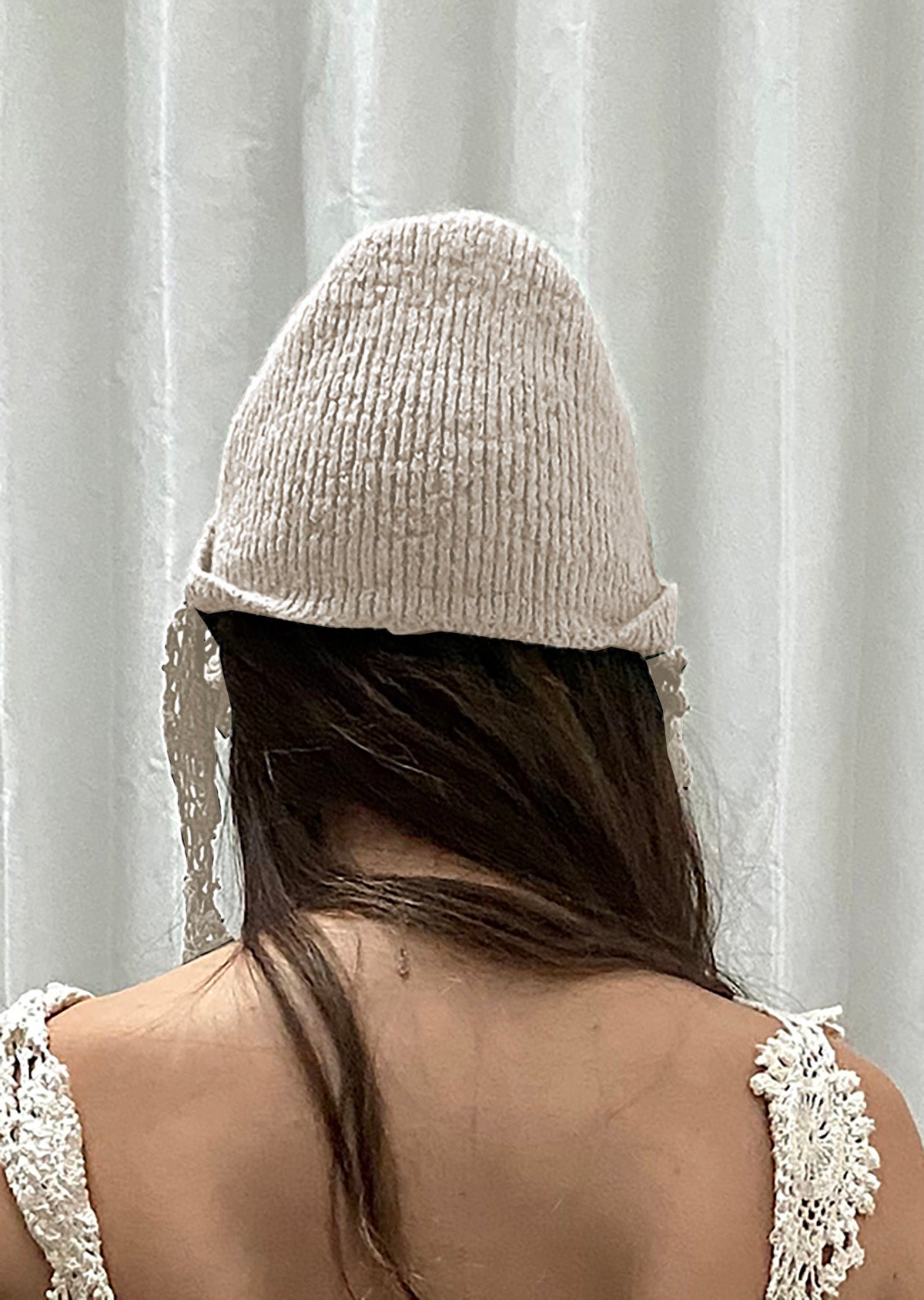 Beanie with Crochet Lace Ties